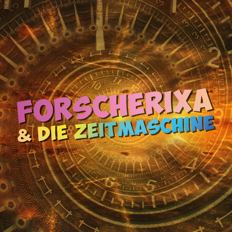 Sujet für "Forscherixa und die Zeitmaschine", Ziffernblatt einer Uhr verwirbelt zu einer Spirale